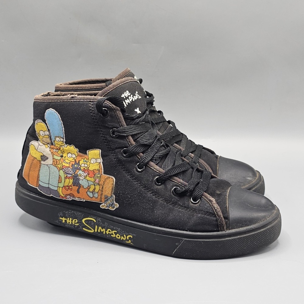 Heelys Hustle Simpsons Shoes Mens Size 9 Black Canvas Wheels Sneakers Limited
